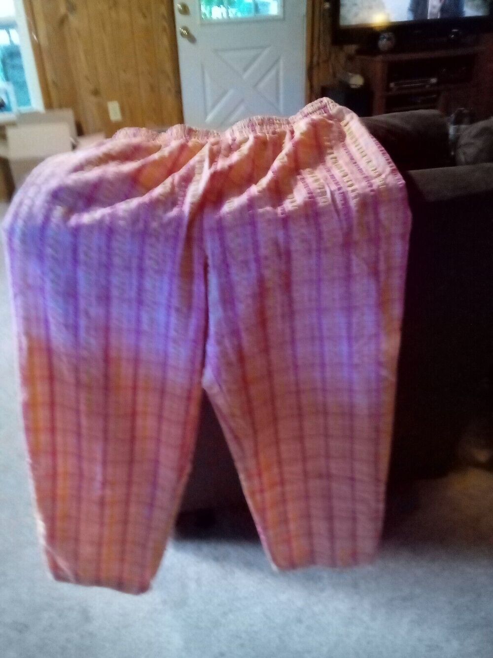 Appleseeds Women Pink Multicolor Plaid Casual Pants 16